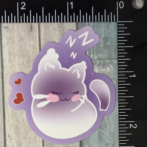 🌀10/$10🌀 Cute Purple Cat Reusable Waterproof Vinyl Sticker Decal - Picture 1 of 1